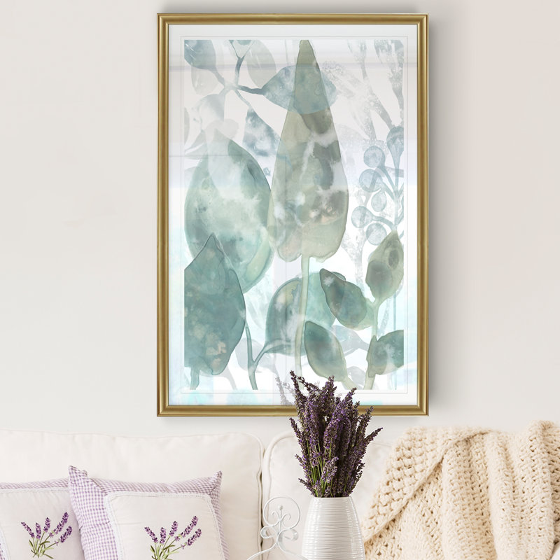 Aquatic Leaves II - reproduction d'art sur toile, H 18,5 po x l 24,5 po x P 1,5 po, Encadrement doré