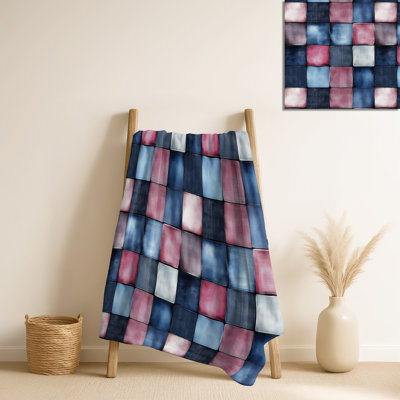 Linen Patch I – Patchwork Soft Blanket, Rustic Plush Throw