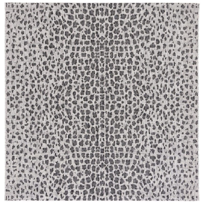 Basinger Animal Print Gray Indoor/Outdoor Area Rug, Square 7'10"