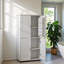 Armoire de rangement haute et large pour salle de bain, unité de rangement pour salle de bain, armoire autoportante avec 4 portes, tablettes réglables, blanc