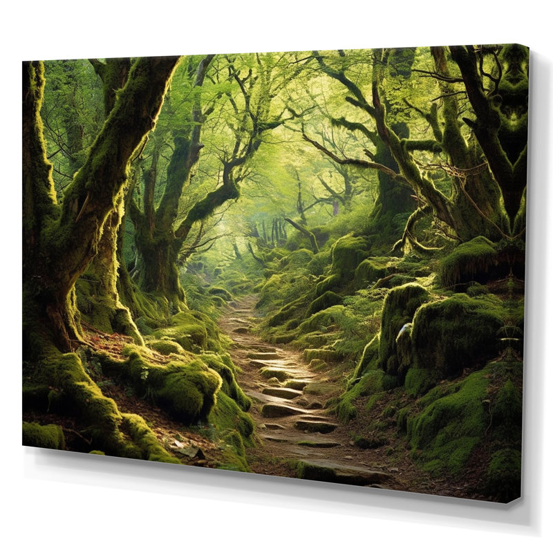 Woodland Serenity - Art mural forêt, Toile tendue, H 34 po x l 44 po x P 1,5 po