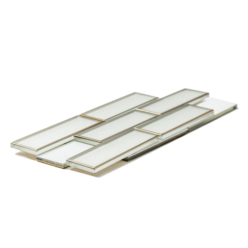Athena 12" x 12" Glass Brick Joint Mosaic Wall Tile, Gold