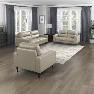 Ensemble de salon moderne en cuir fleur véritable 3 pièces Upton