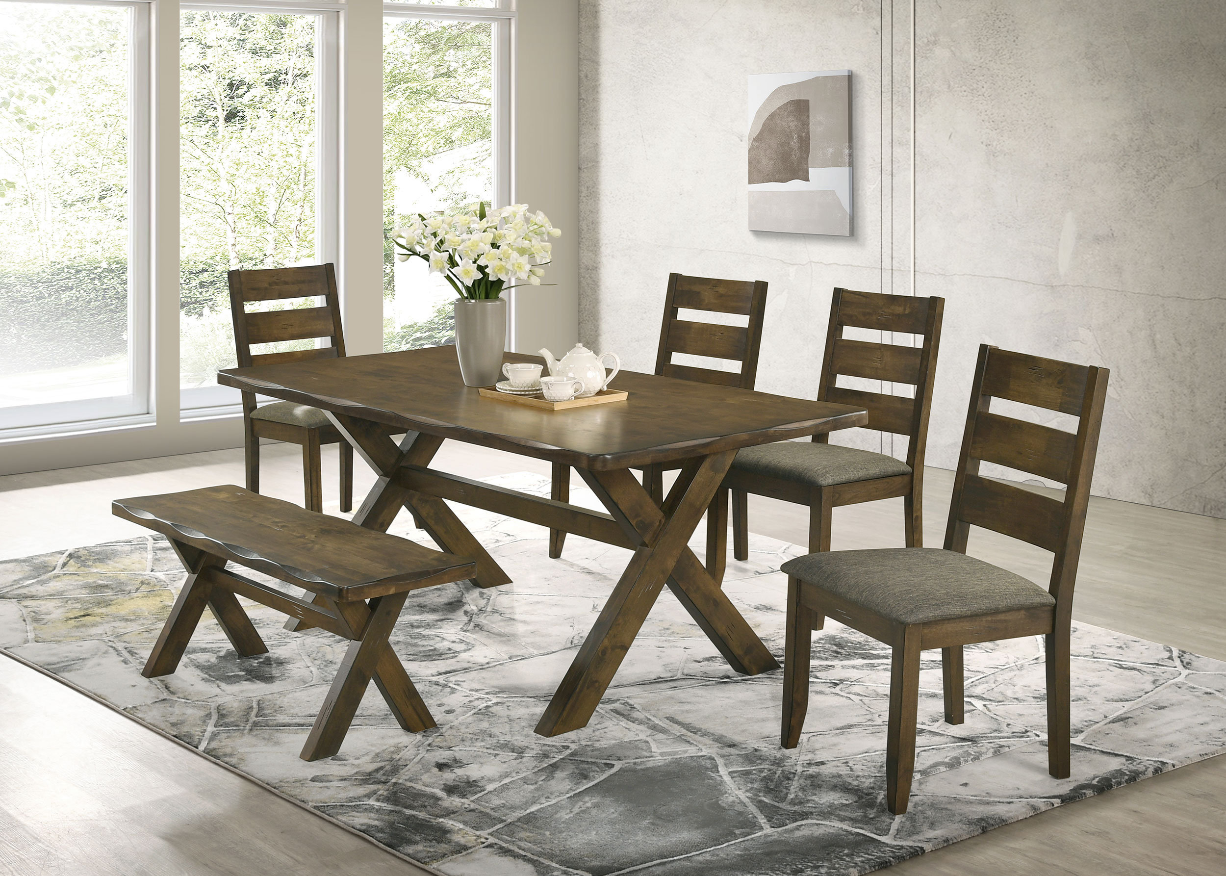 Gracie Oaks Didama 6-Piece Rectangular Dining Table Set Knotty