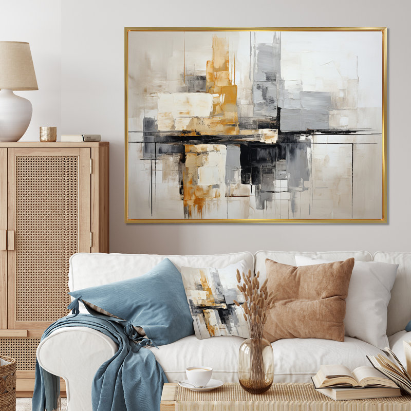 " Minimalist Montage VI ", Gold Floater Framed, 30" H x 40" W