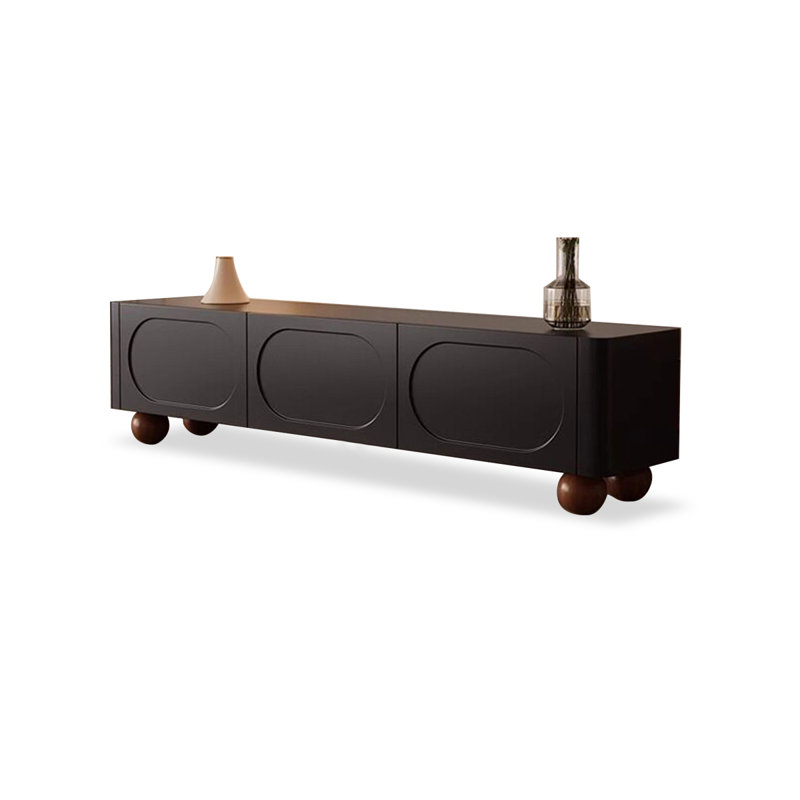 Meuble télé moderne en bois manufacturé noir, 78.74, Black