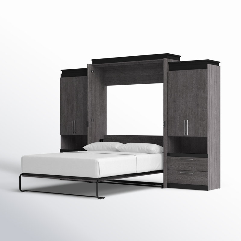 Lit escamotable avec rangement Arrington, Grand, Écorce gris