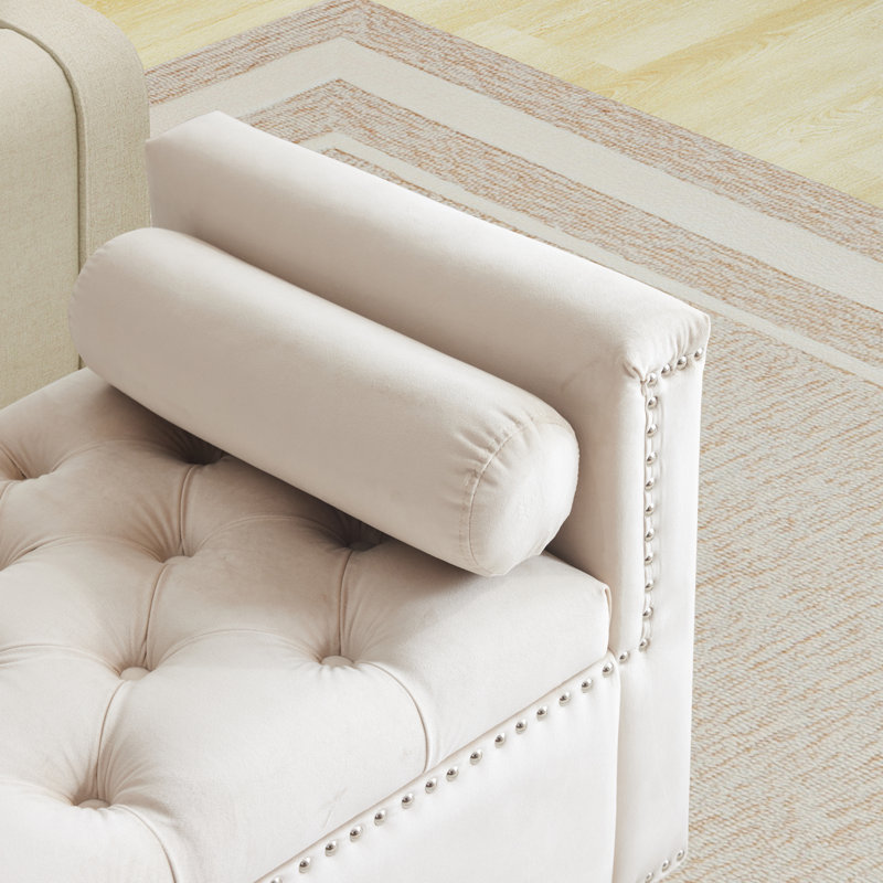 Azori Polyester Upholstered Storage Bench, White
