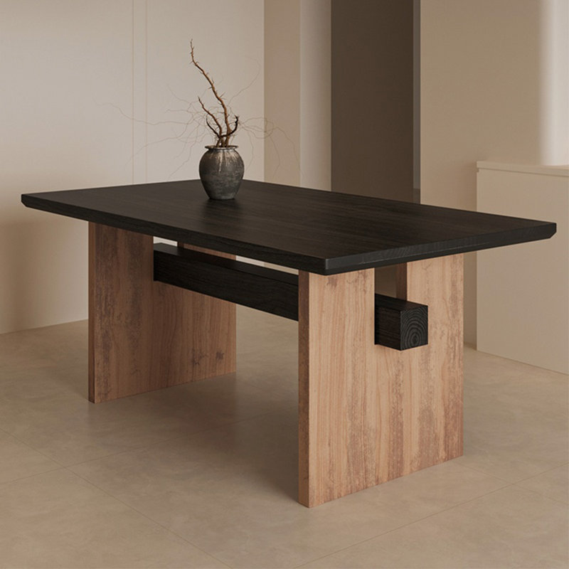 Table de salle à manger élégante en bois massif rétro, H 29,52 po x L 62,99 po x l 27,55 po