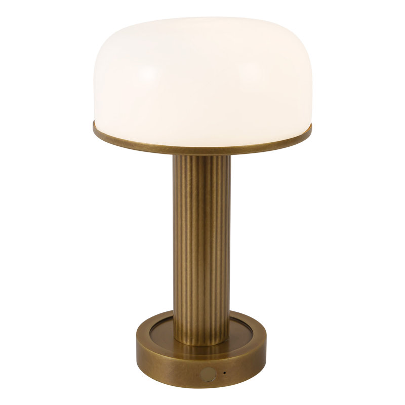 Vienna 9-in Black dimmable LED Table Lamp, Vintage Brass