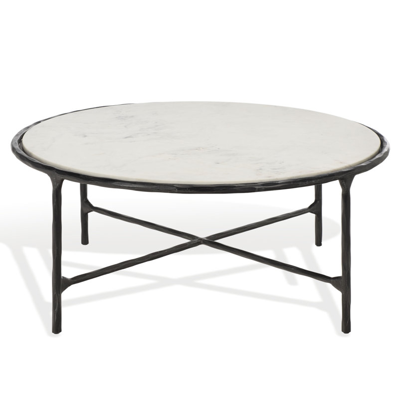 Table basse Evelynn, Marbre blanc, Noir, noir, noir, noir, Marbre