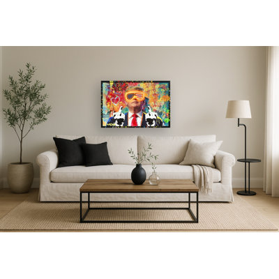 Bold Neon Portrait Statement Canvas Neon Wall Art - 25" x 37" - Black Frame