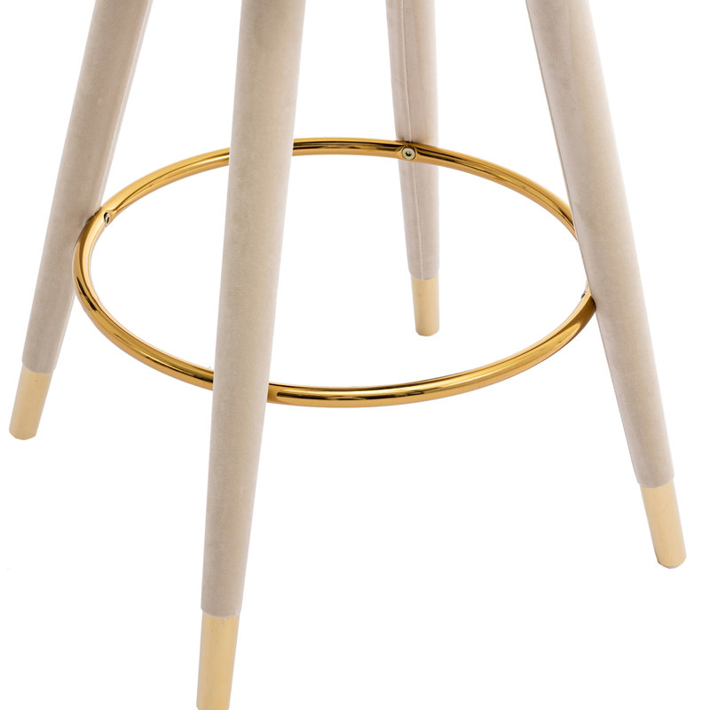 Tabourets de bar à hauteur de comptoir (2) - Structure, revêtement en velours, pieds en bois massif pour une cuisine séduisante