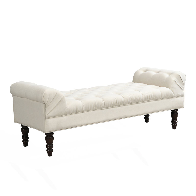 Button-Tufted End Of Bed Bench, Beige