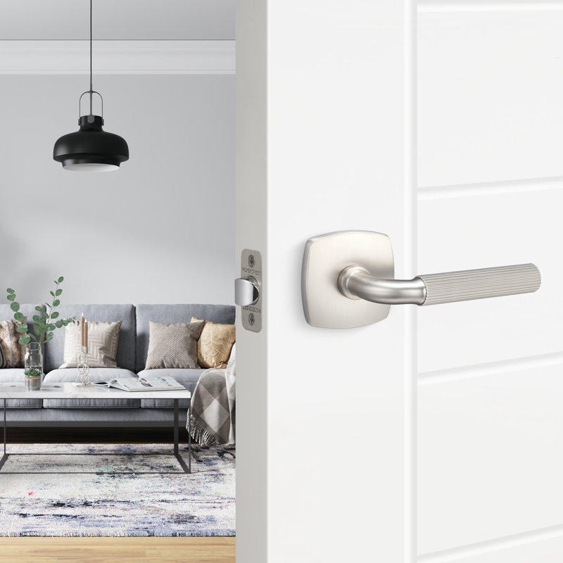 Forma Passage Rosette, Straight Knurled Grip, Satin Nickel