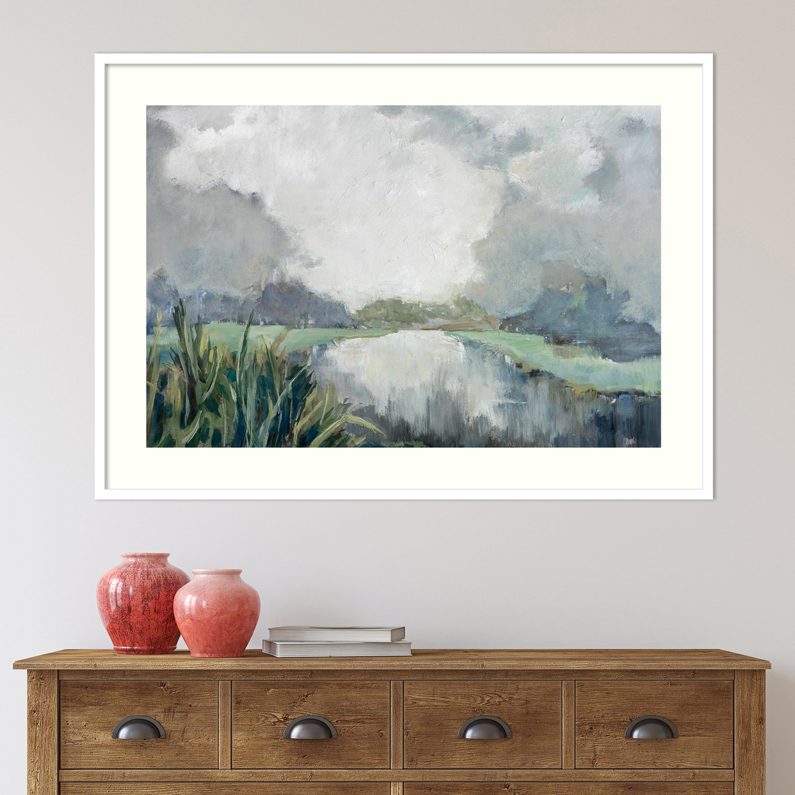 Passage by Mary Parker Buckley, Framed Print, 31" H x 43" W, White