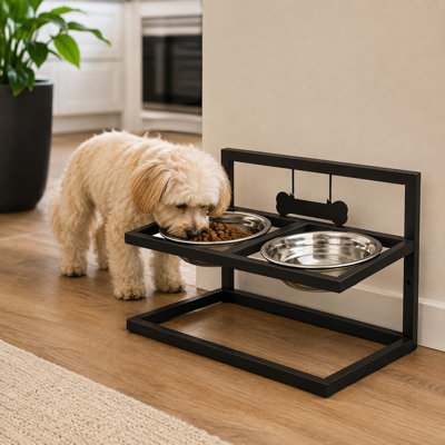 Bols réglables pour chien surélevés avec alimentation lente 2 bols en acier inoxydable Tapis antidérapant pour animaux