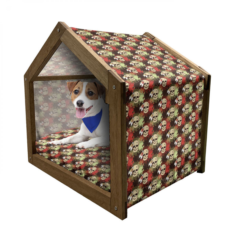 Niche pour chien en bois rouge, H 22,44 po x l 23,62 po x P 17,72 po