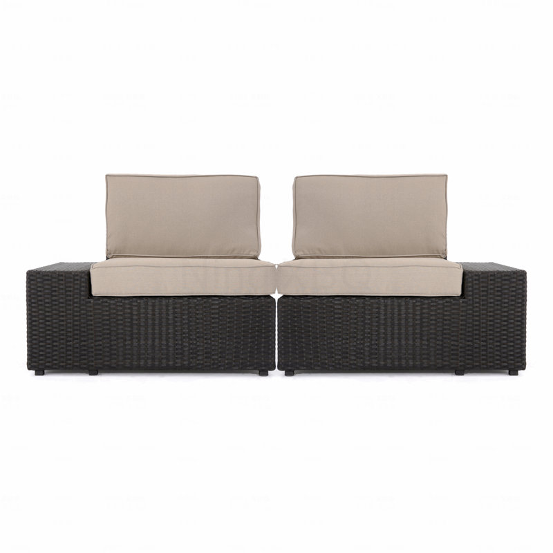 Fauteuils de patio (gauche et droite), Coussin beige / structure brun foncé