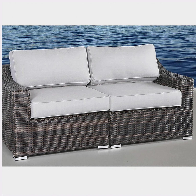 LSI All Weather Wicker Outdoor Loveseat with Cushions, 66" Wide – Ready to Use No Assembly Required