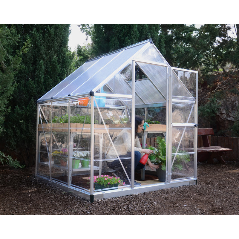 Hybrid 6 Ft W x 6 Ft D Greenhouse, Silver