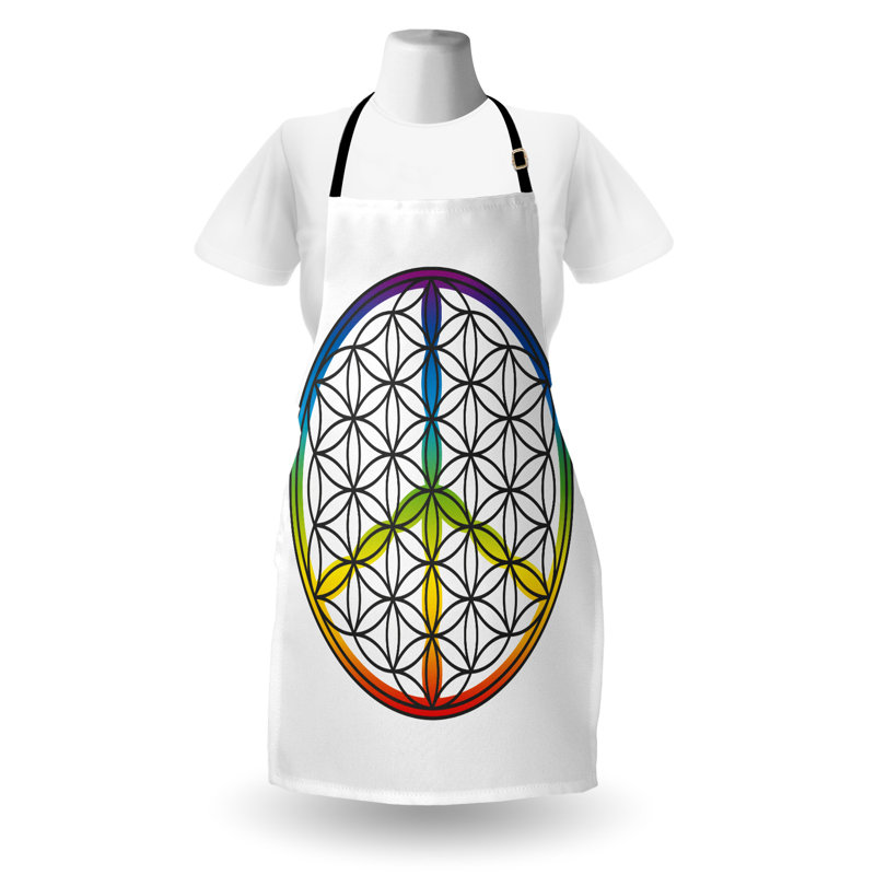 Multicolore tablier East Urban Home Hippie unisexe, Life and Peace, taille adulte