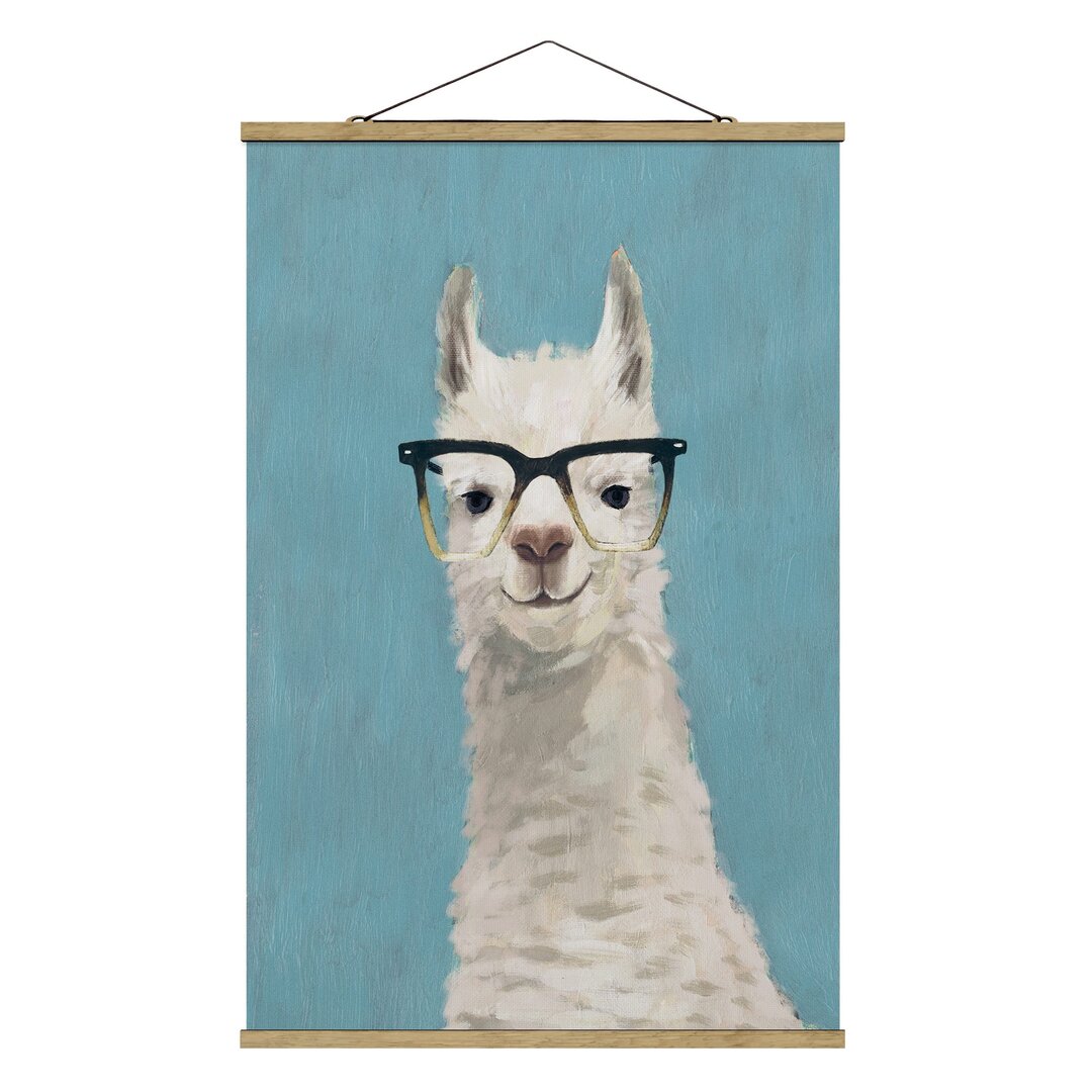 Stoffbild Lama mit Brille IV