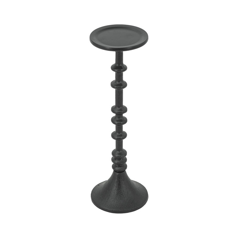Decorative Black Iron Candle Holder With Spindle Design, 13.3" H x 4" W x 4" D