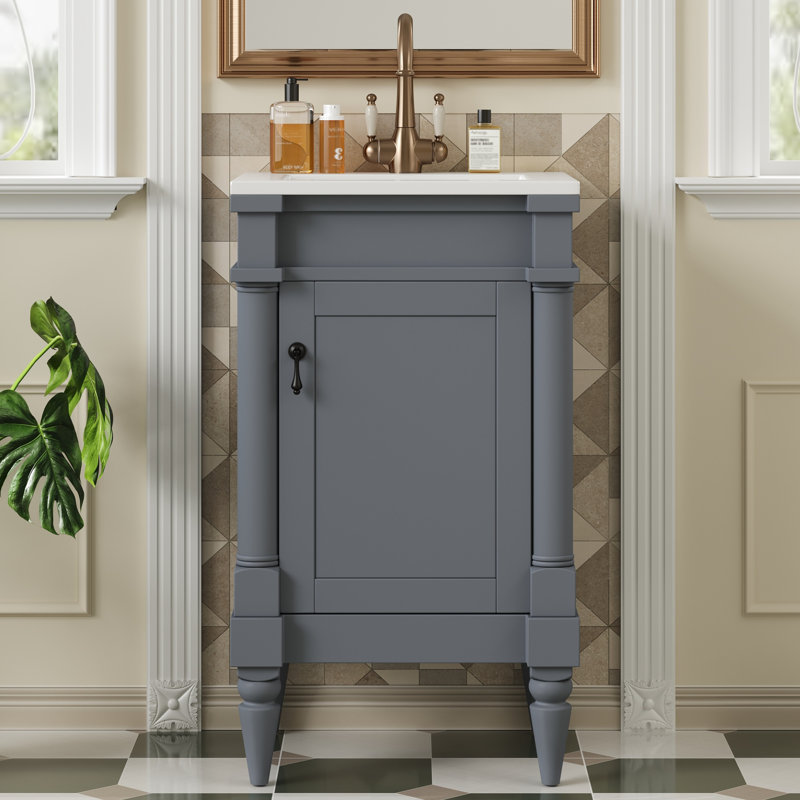 Meuble-lavabo moderne de 18 pouces avec lavabo, Gris
