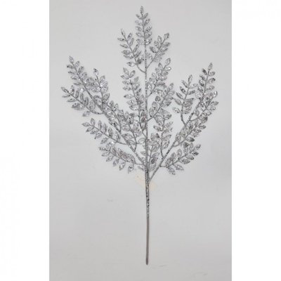 24.4in(s) Glitter Silver Leaf Pick