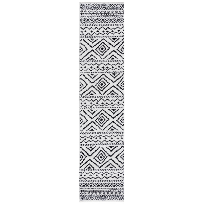 Tapis noir / ivoire Strom Southwestern, Tapis de couloir 2 pi x 9 pi
