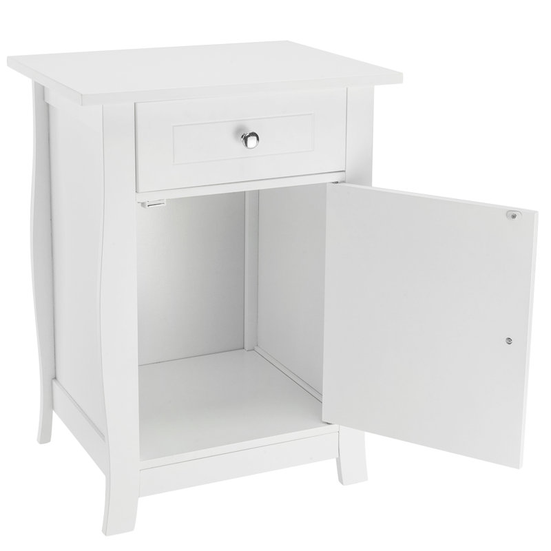 Table de chevet 1 tiroir Jazhiel, Blanc