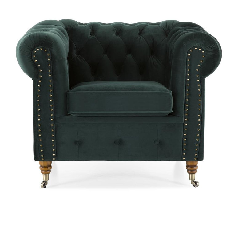 Lakefront Velvet Armchair, Green