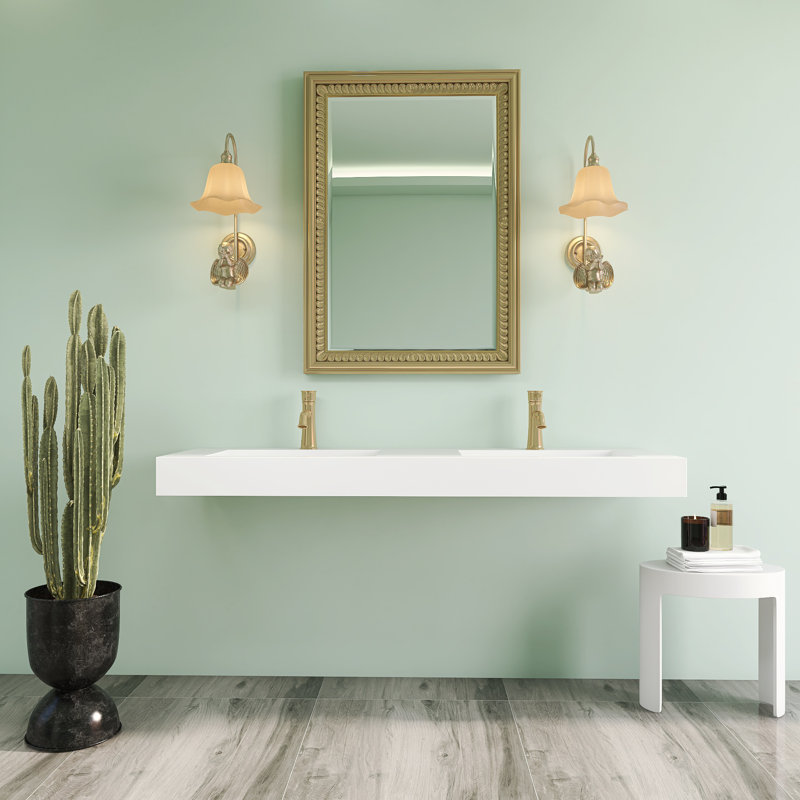Lavabo vasque de salle de bain mural double 59 po
