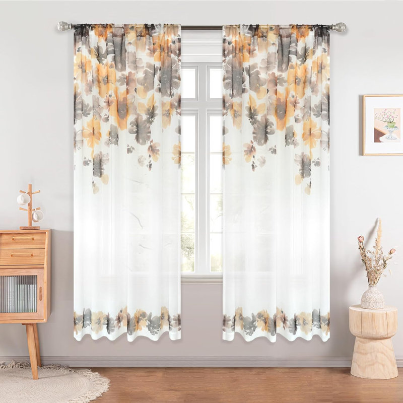 Paire de rideaux transparents Rhayne Ployester, L 52 po x L 63 po