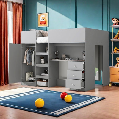 Aniella Kids Full Loft Bed with Drawers