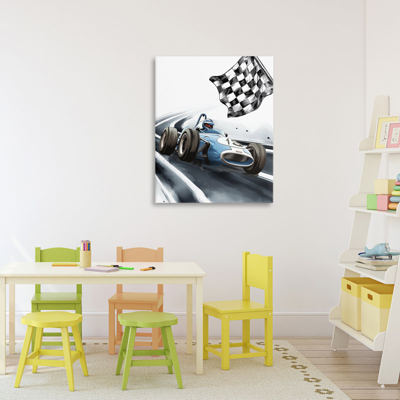 Toile dynamique de voiture de course, design par Christine Simpson Art, H 30 po x l 24 po
