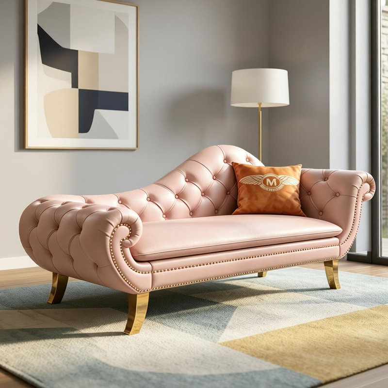 Retro luxury leather chaise lounge