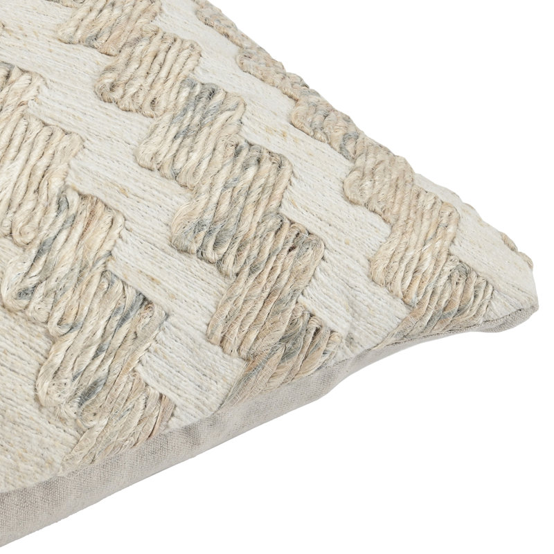 Burrows 18" Natural Jute Blend Throw Pillow, Ivory