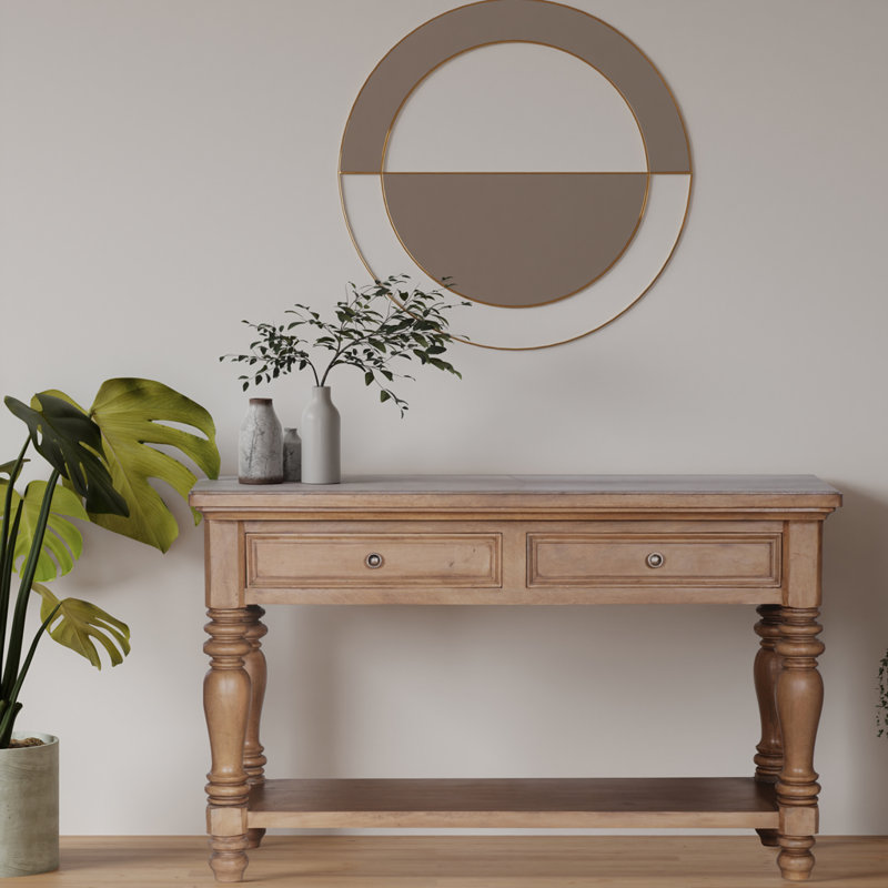Console en bois massif 50 "Lineville, Brun pâle