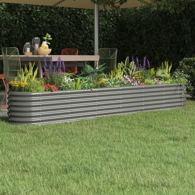 Garden Raised Bed Powder-coated Steel, 36cm H x 260cm W x 40cm D, Grey