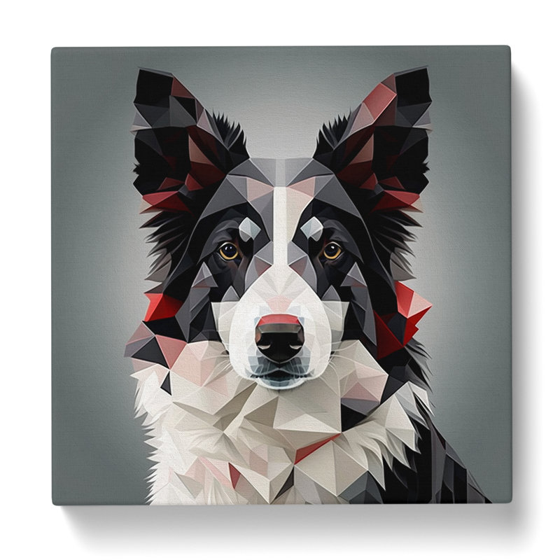 Border Collie Geometric No.1 - No Frame Print, 50cm H x 50cm W x 3cm D