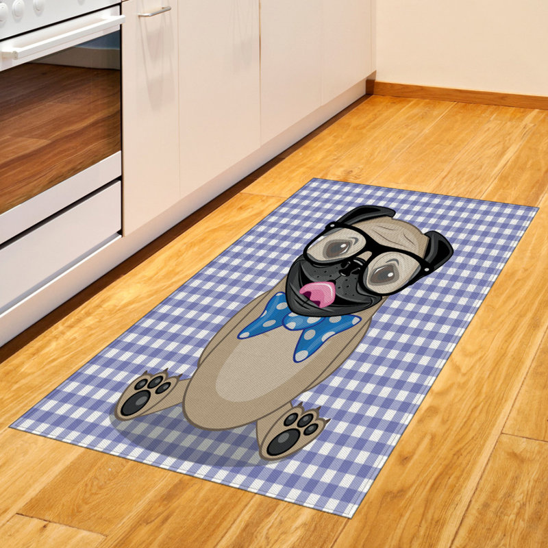 Pug High Density Long Fiber Poly Threads Decorative Area Rug Carpet, Rectangle 2'7" x 5'