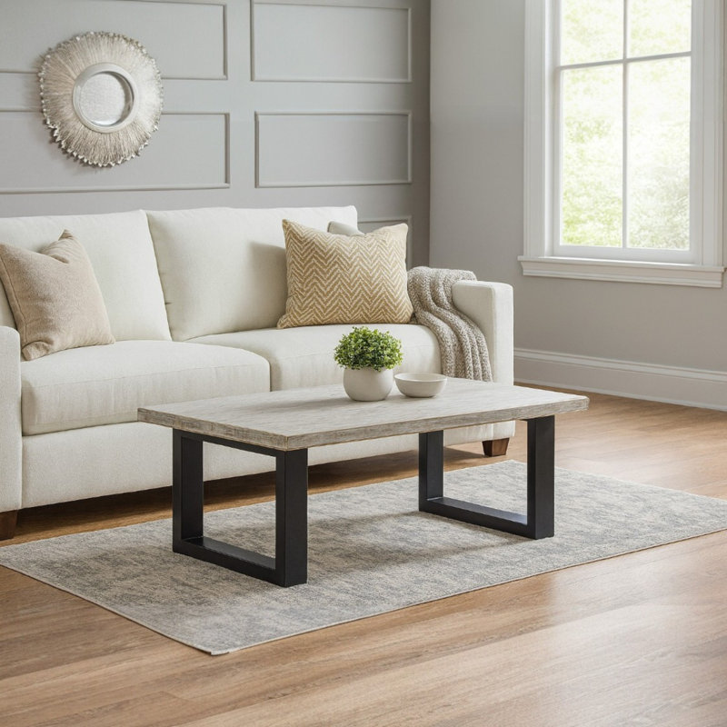 The Rustic Timber Revival Coffee Table, White Wood, 16" H x 48" L x 30" W