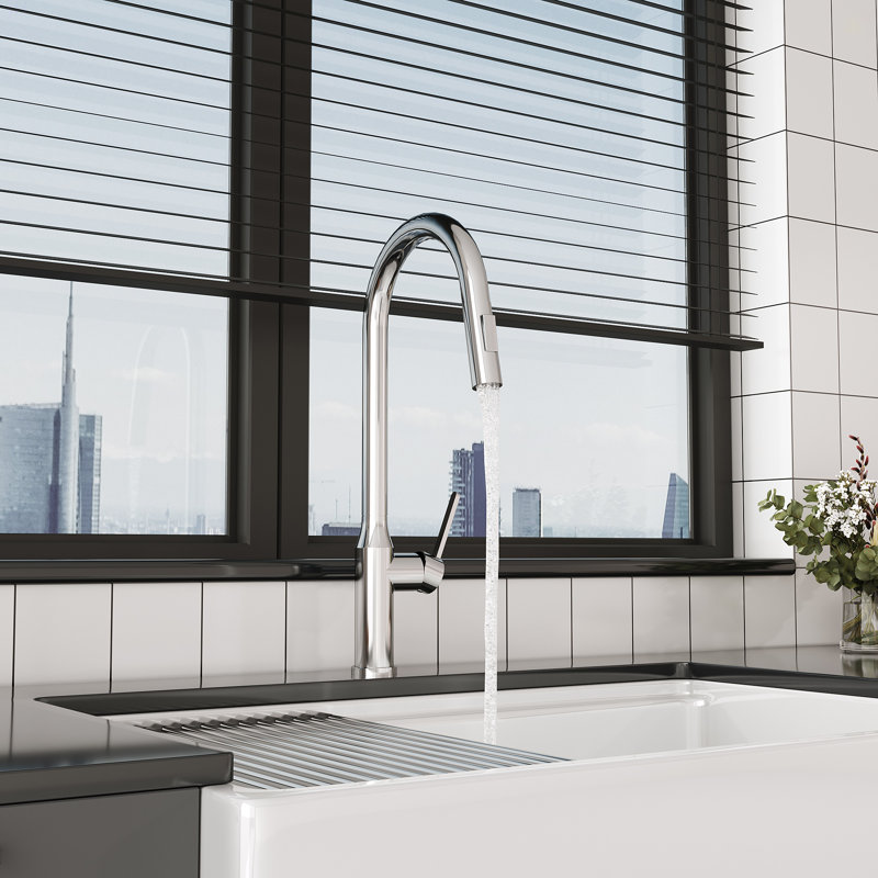 Robinet de cuisine rétractable certifié CUPC 18,83 po Twowa Home, Nickel brossé