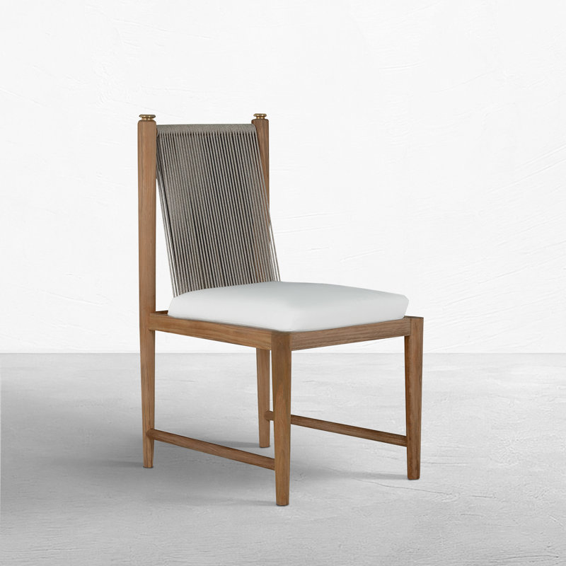 Chaise d'appoint d'extérieur en teck Pacifica, Welt + Standard Fill, Linen Dove