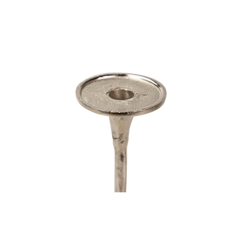 Aluminum Tabletop Candlestick, Silver, 30cm H x 14cm W x 14cm D