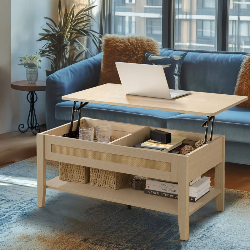 3-piece Modern Farmhouse Living Room Table Set with Lift-top Coffee Table and End Tables