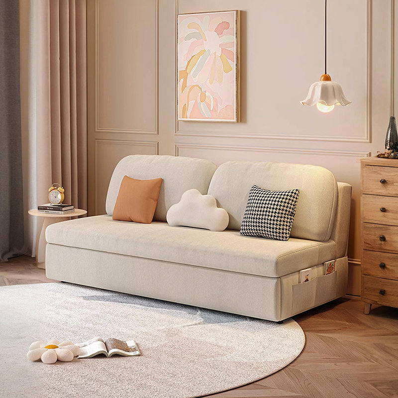 Emmanuel Two Seater Sofa Bed - Cream, 180cm (With Two Storage Boxes)