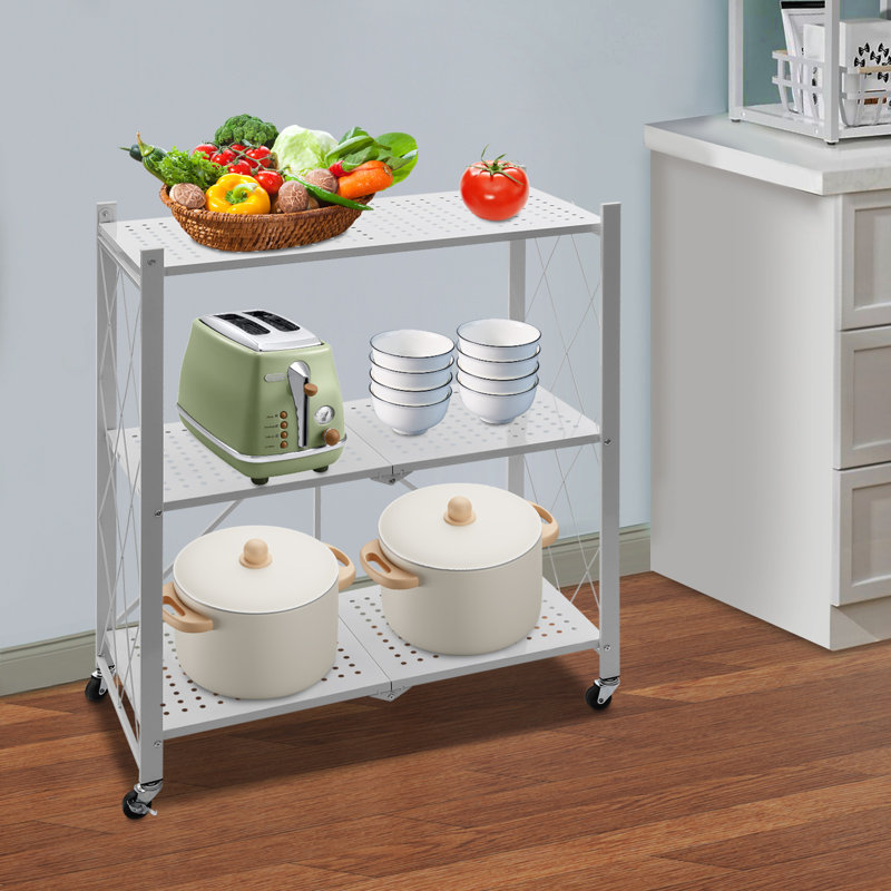 3-Tier Metal Rolling Utility Cart with Wheels
